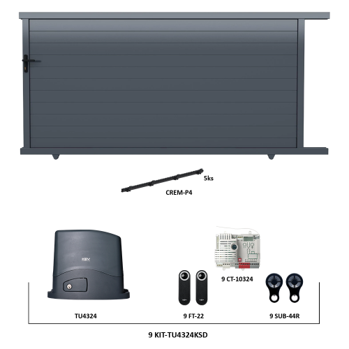 Posuvná hliníková brána 4000 x 1862 mm s pohonem TU4324KSD